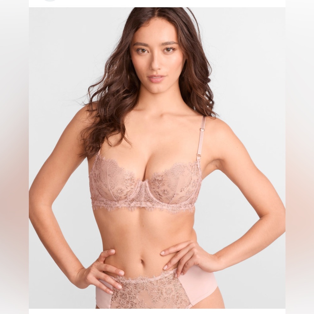 Skarlett Blue Lace Bra in Light Pink Entice Underwire Balconette Bra Sz 32C